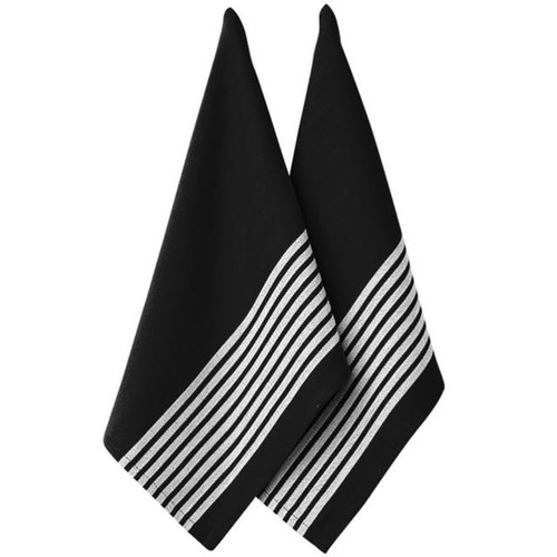  Ladelle Butcher Stripe Series II Kitchen Towel - 2 Pack - Black (LD 32955)