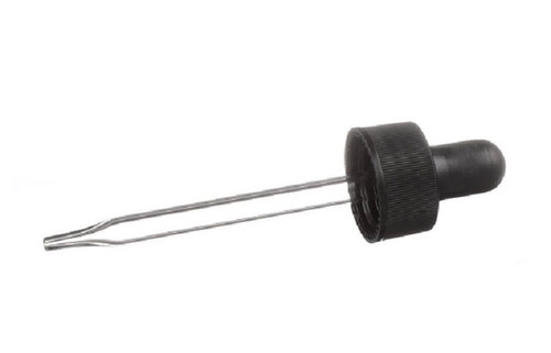 T.M.C. Straight Point Glass Dropper with Black Polypropylene Cap & Bulb - 15/425 x 46 mm (TMC 2610-01)