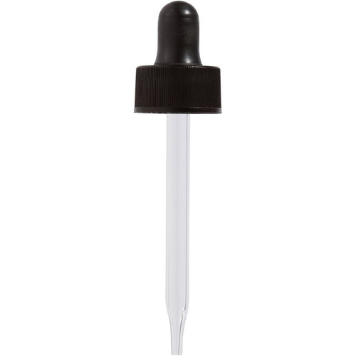 T.M.C. Straight Point Glass Dropper with Black Polypropylene Cap & Bulb - 15/425 x 46 mm (TMC 2610-01)