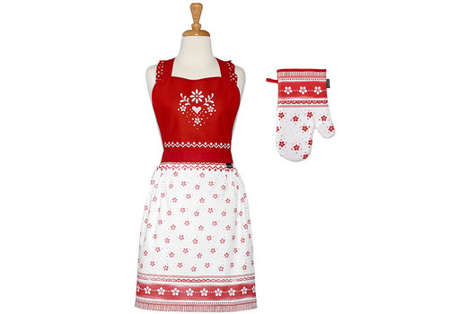  Ladelle Christmas Merrily Collection - Apron & Oven Mitt Set (LD 73722)