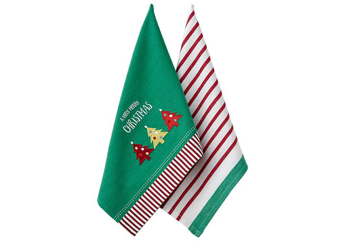  Ladelle Very Merry Collection - Kitchen Towel Set - Set of 2 - Green (LD 73566 - Green)