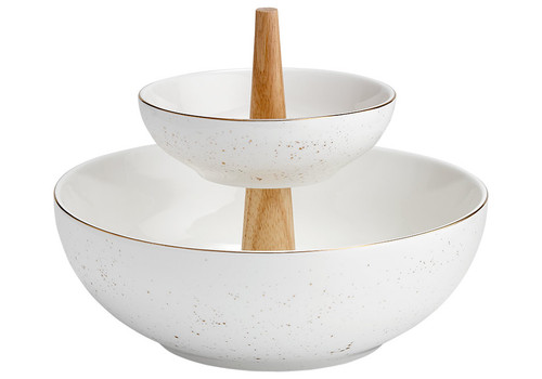 Ladelle Glitz Collection - Double Layer Serving Bowl - Speckle Gold (LD 73736)