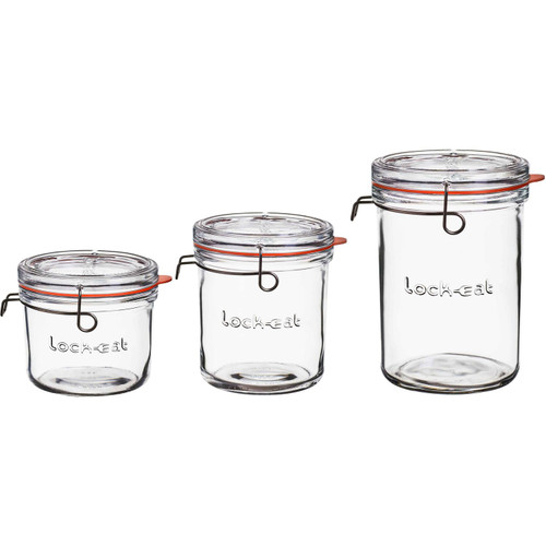 Luigi Bormioli Lock-Eat Collection - Frigo Food Jar Set - .5 L, .75L and 1L (LB 12400/01)