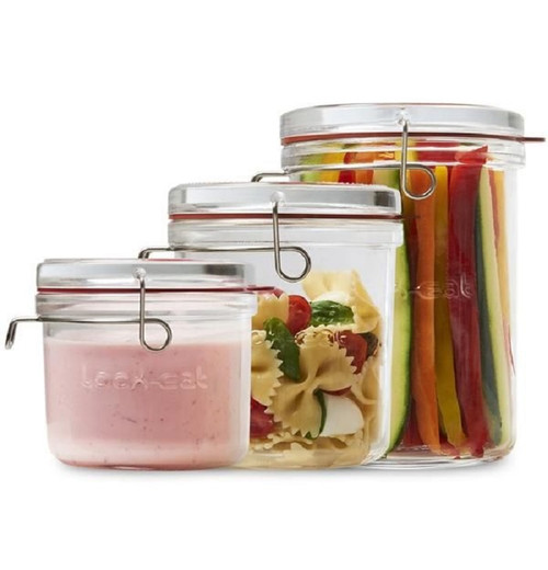 Luigi Bormioli Lock-Eat Collection - Frigo Food Jar Set - .5 L, .75L and 1L (LB 12400/01)