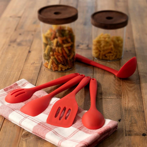 Better Houseware 5-peice Silicone Cooking Tool Set - Strawberry Red (BH 3500R)