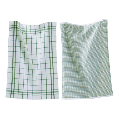 2 Tea Towels Plus 2 Dish Cloths Set, Toro Green Check, 1 - Dillons Food  Stores