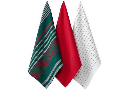 Striped Kitchen Towels Red & Green