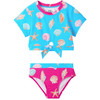 Hatley Girl's Sea Shells Tie-Front Short-Sleeve Swimsuit, 2-Piece