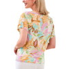 Women's Tribal Printed Linen Scoop Neck Top With Pleating Detail