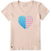 Life is Good Women's Radiant Americana Heart Short Sleeve Crusher-LITE Vee
