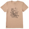 Women's Life is Good Frog on a Toadstool Coffee Short Sleeve Crusher Tee