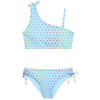 Limeapple Girl's Sienna Multicolor Heart Printed One-Shoulder Bikini Swimsuit, 2-Piece