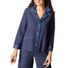 Navy - front, on model, open collar