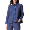 Navy - front, on model, standing collar