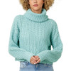 Mystree Women's Turtle Neck Cropped Sweater