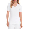 Cuddl Duds Women's Softwear Lace Edge Short Sleeve V-Neck Top