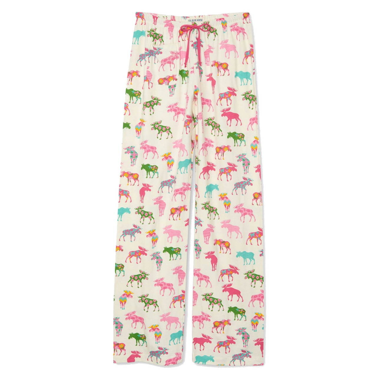 Hatley Little Blue House Women's Patterned Moose Jersey Pajama