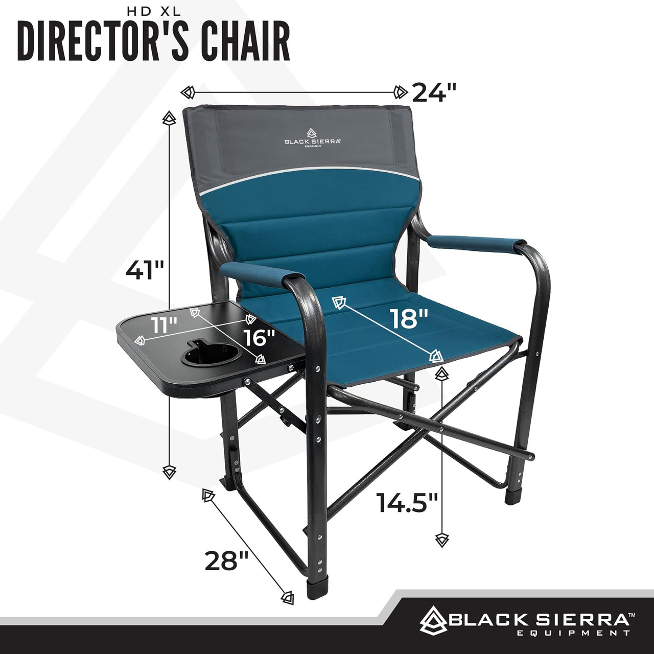 Black Sierra Equipment HD XL Director's Chair w/ Side Table