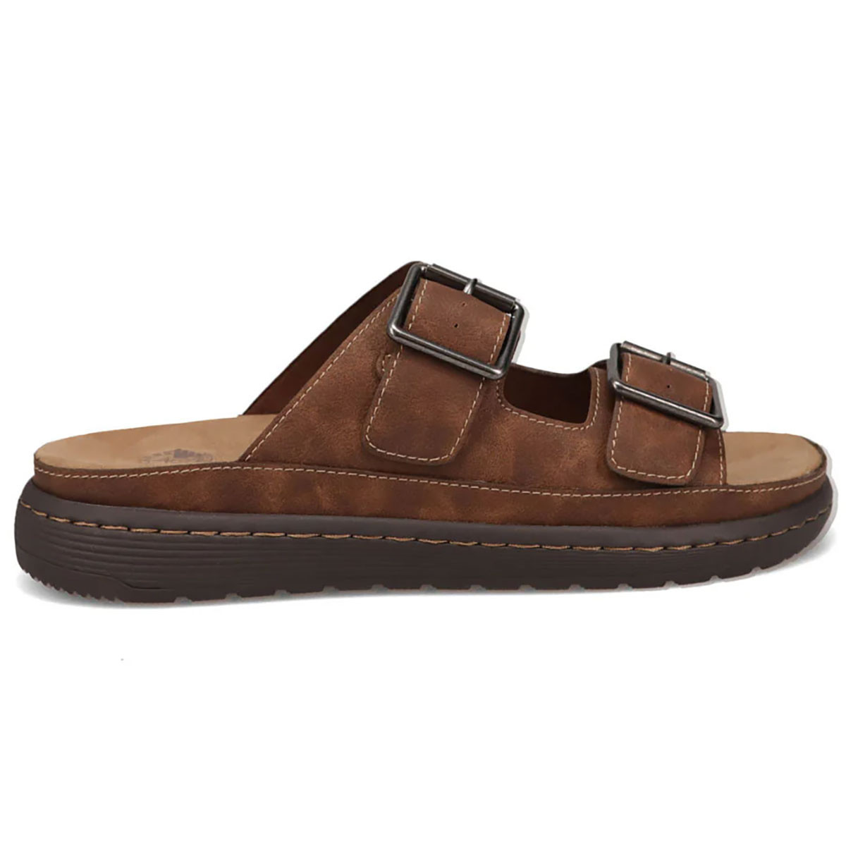 Men\'s Brown Leather Slide Sandals with Buckle Detail Men main image 4