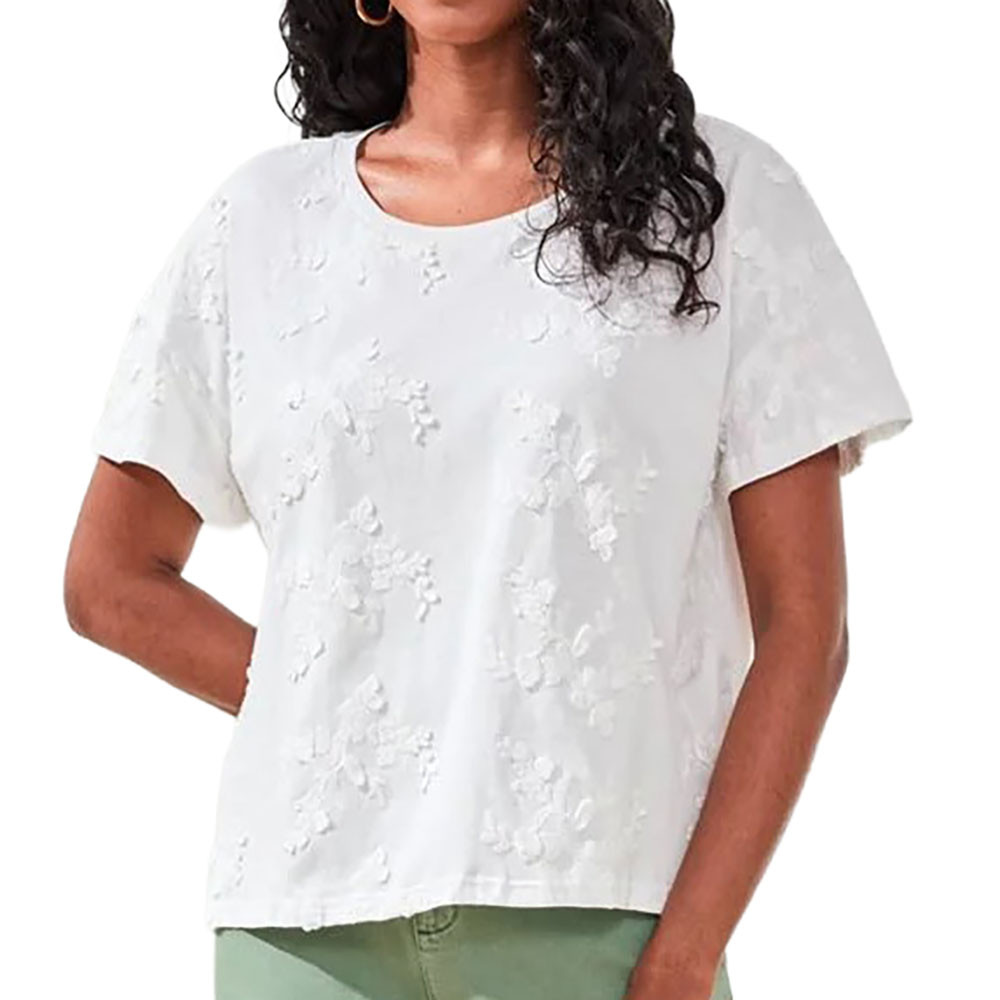 Women's Tribal Embroidered Short Sleeve Crew Neck Top - Kittery