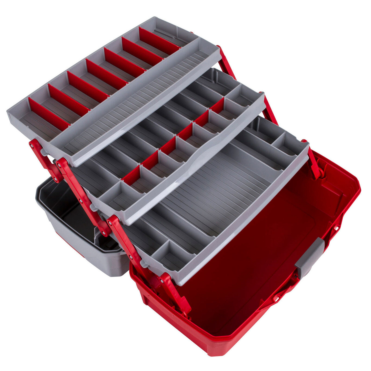 flambeau 3 tier tackle box Outdoors 6383 3-Tray Box, 32 Compartments, Red and Gray guard tray supports and all weather Flambeau Classic Series 1737 3-Tray