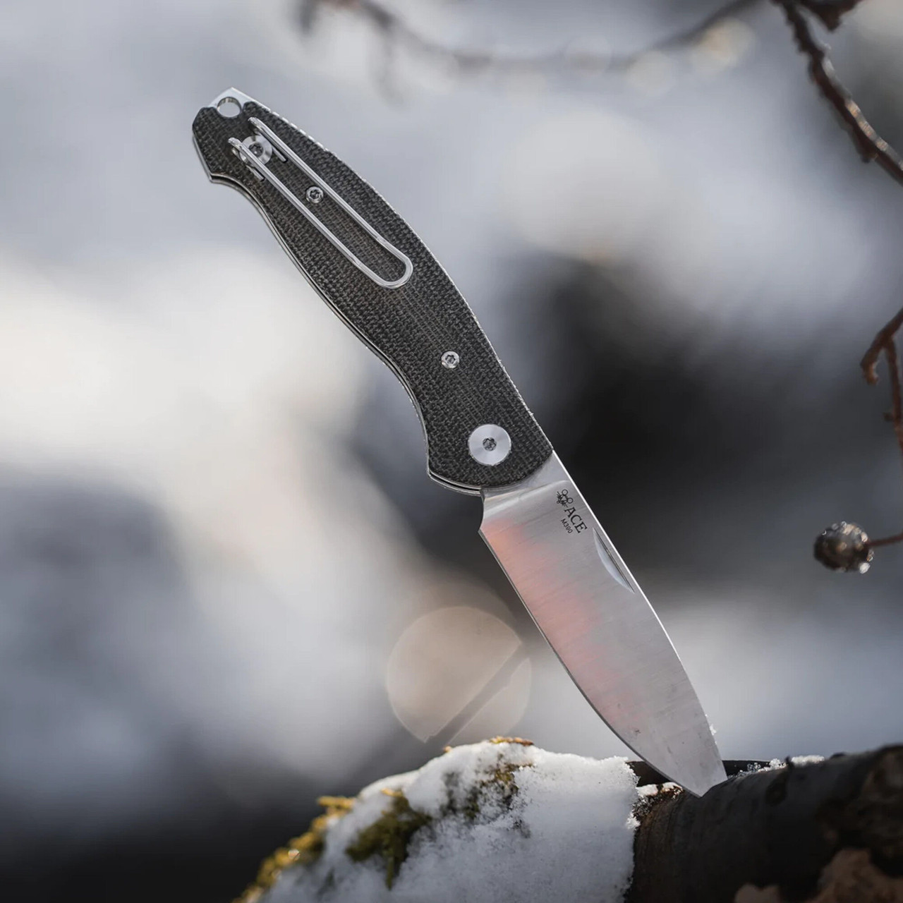 GiantMouse ACE Farley Slipjoint Green Canvas Micarta Folding Knife