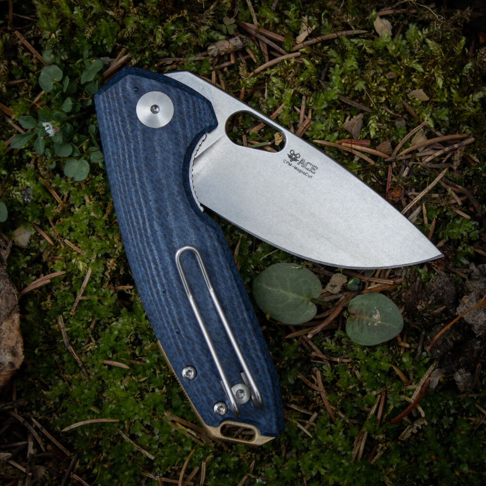 GiantMouse ACE Tribeca Denim Canvas Micarta Folding Knife