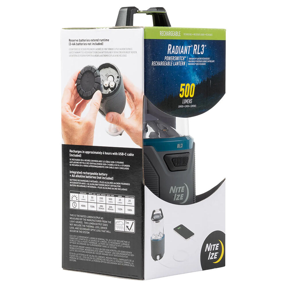 Nite Ize Radiant RL3 PowerSwitch 500 Lumen Rechargeable Lantern