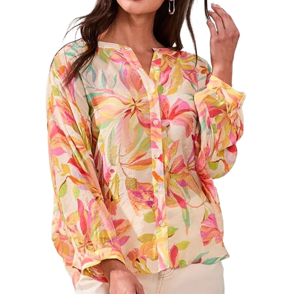 Women's Tribal Flowy Dolman Sleeve Blouse With Self-Covering