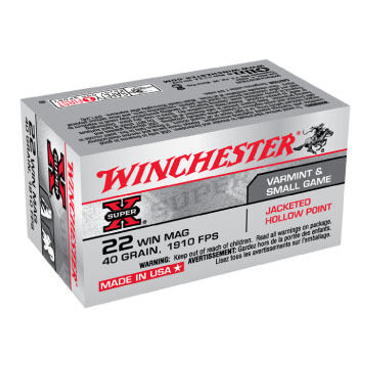 Winchester Super X 22 Winchester Mag 40 Grain JHP Ammo (50) Kittery Winchester Super X 22 Winchester Mag 40 Grain JHP Ammo (50) Kittery