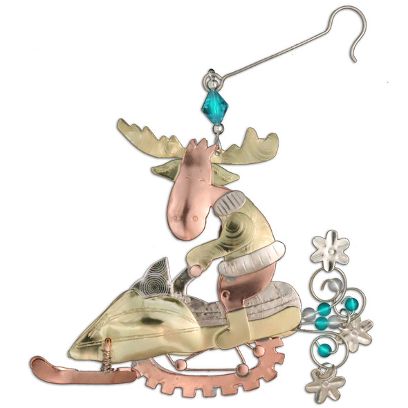 Pilgrim Imports Snowmobile Moose Ornament