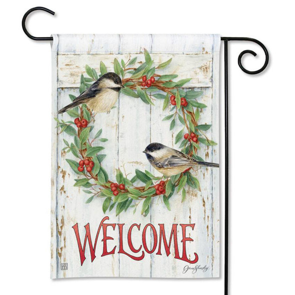 BreezeArt Chickadee Wreath Garden Flag