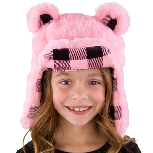 Lazy One Toddler Girl's Pink Bear Critter Cap