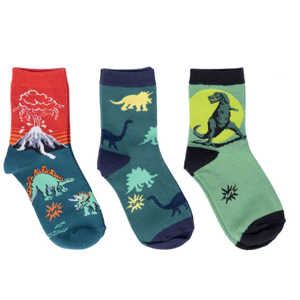 Sock It To Me Youth Dinosaur Days Crew Sock, 3-Pack