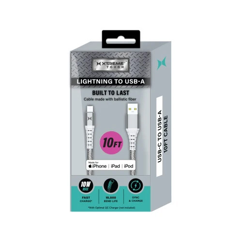 Xtreme Lightning to USB-A Charging Cable - 10 Ft.