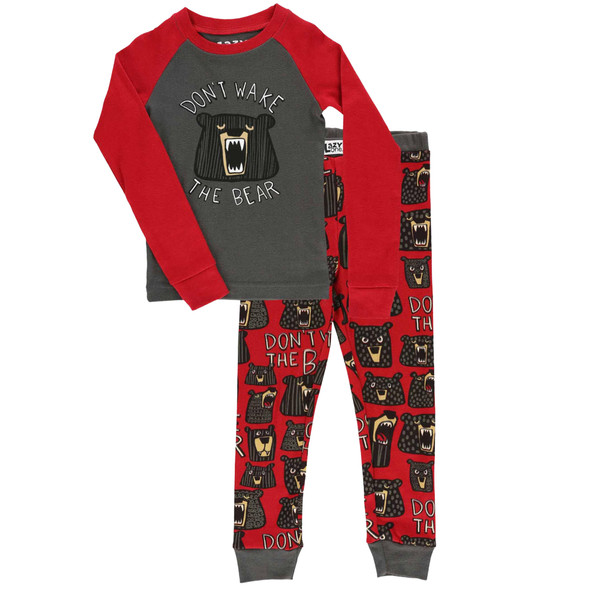 Lazy One Toddler Boy's Don't Wake The Bear Long-Sleeve Pajama Set. 2-Piece