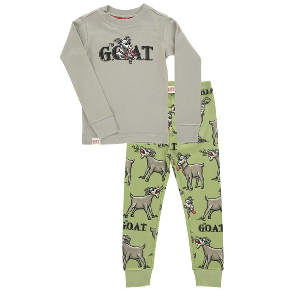 Lazy One Toddler Boy's the GOAT Long-Sleeve Pajama Set, 2-Piece