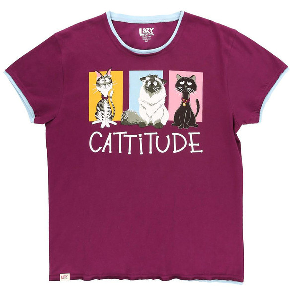 Lazy One Women's Cattitude Pajama Tee Lazy One Women's Cattitude Pajama Tee
