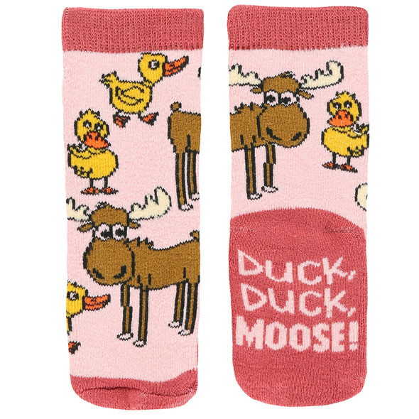 Lazy One Infant Duck Duck Moose Pink Sock
