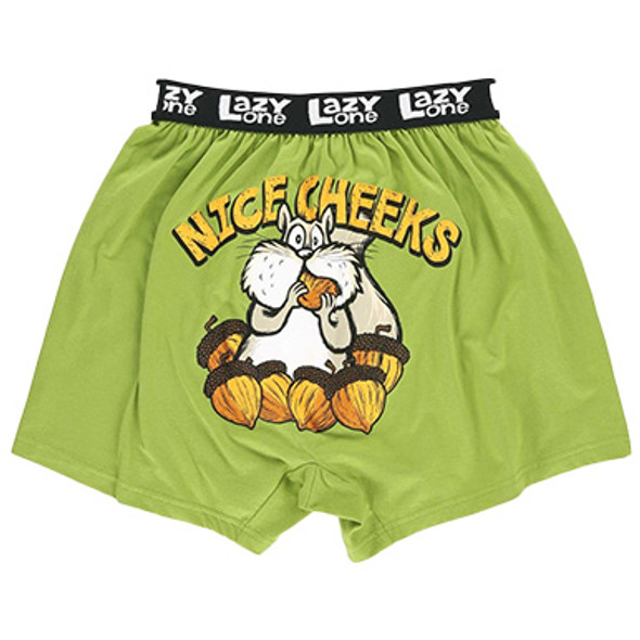 Lazy One Men's Nice Cheeks Green Squirrel Funny Boxer