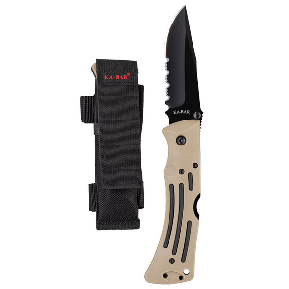 KA-BAR Desert MULE Partially Serrated Folding Knife