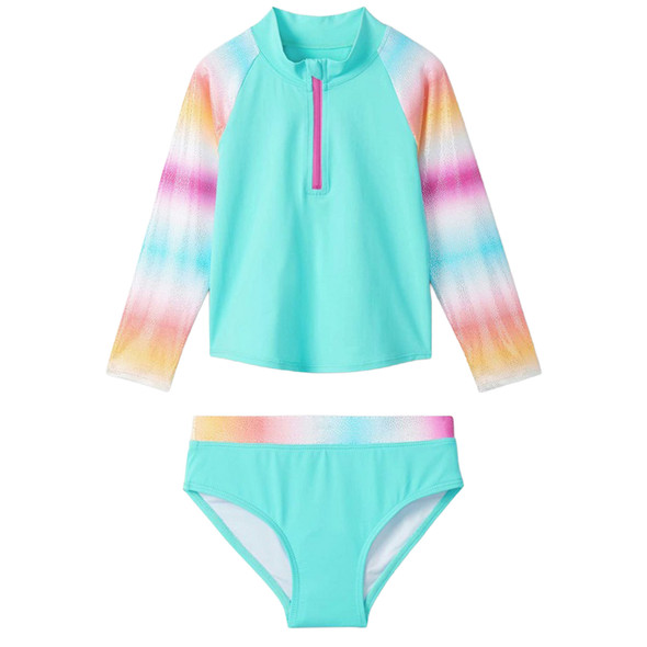 Hatley Youth Tropical Long-Sleeve Rashguard Swimsuit Set, 2-Piece