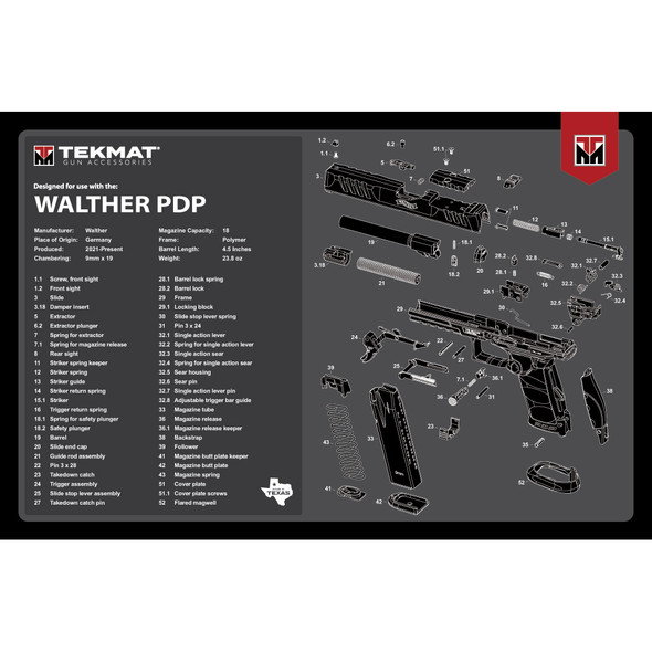 TekMat Walther PDP Handgun Cleaning Mat