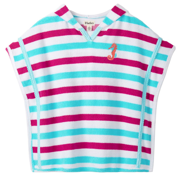 Hatley Girl's Beach Stripes Hooded Cover-Up Shirt