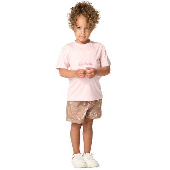 Carhartt Toddler Girl's Short-Sleeve Force Sun Defender Short & Elastic Waistband Printed Short Set, 2-Piece