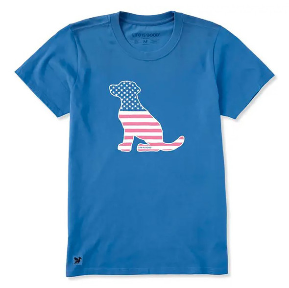 Life Is Good Women's Dog Bless America Short Sleeve Crusher-Lite Tee