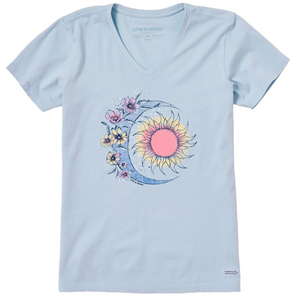 Life is Good Women's Moon Flower Short Sleeve Vee