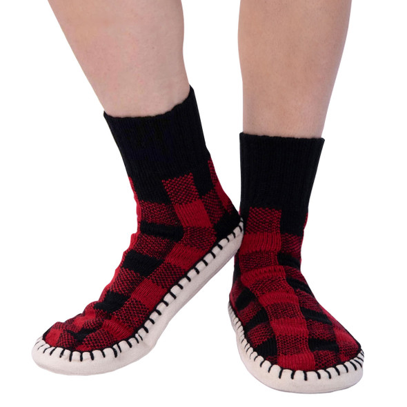 Lazy One Women's Red Plaid Short Mukluk Slipper