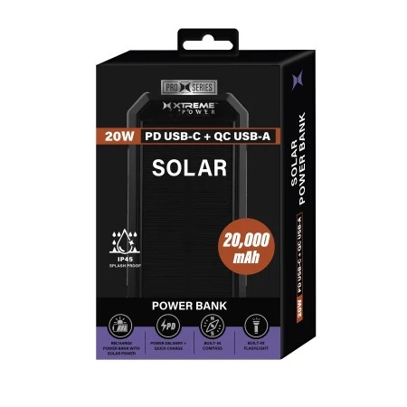 Xtreme 20W PD USB-C + QC USB-A Solar Power Bank
