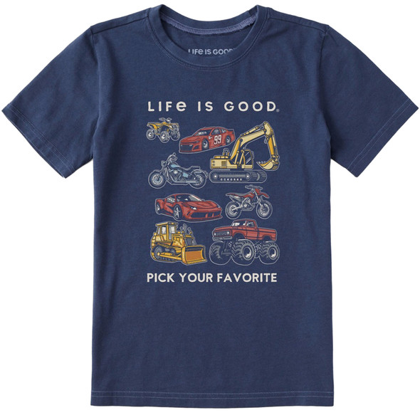 Life Is Good Youth Pick Your Favorite Machines Crusher Short-Sleeve Shirt